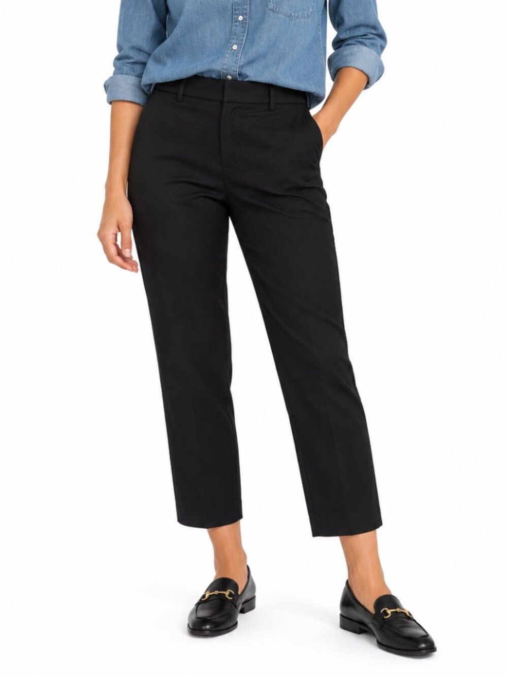 Ann Taylor Petite Curvy Fit Black Cropped Ankle Pants Size 12P